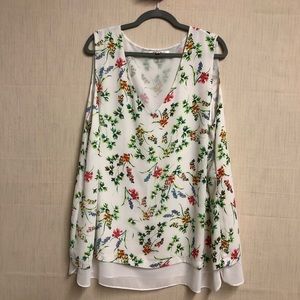 Rose & Olive Floral Sleeveless V-Neck Tunic 2X
